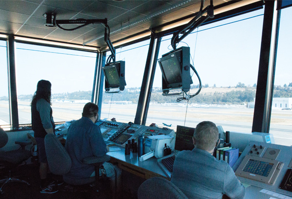 Three of the four ATCs working the daytime shift. 