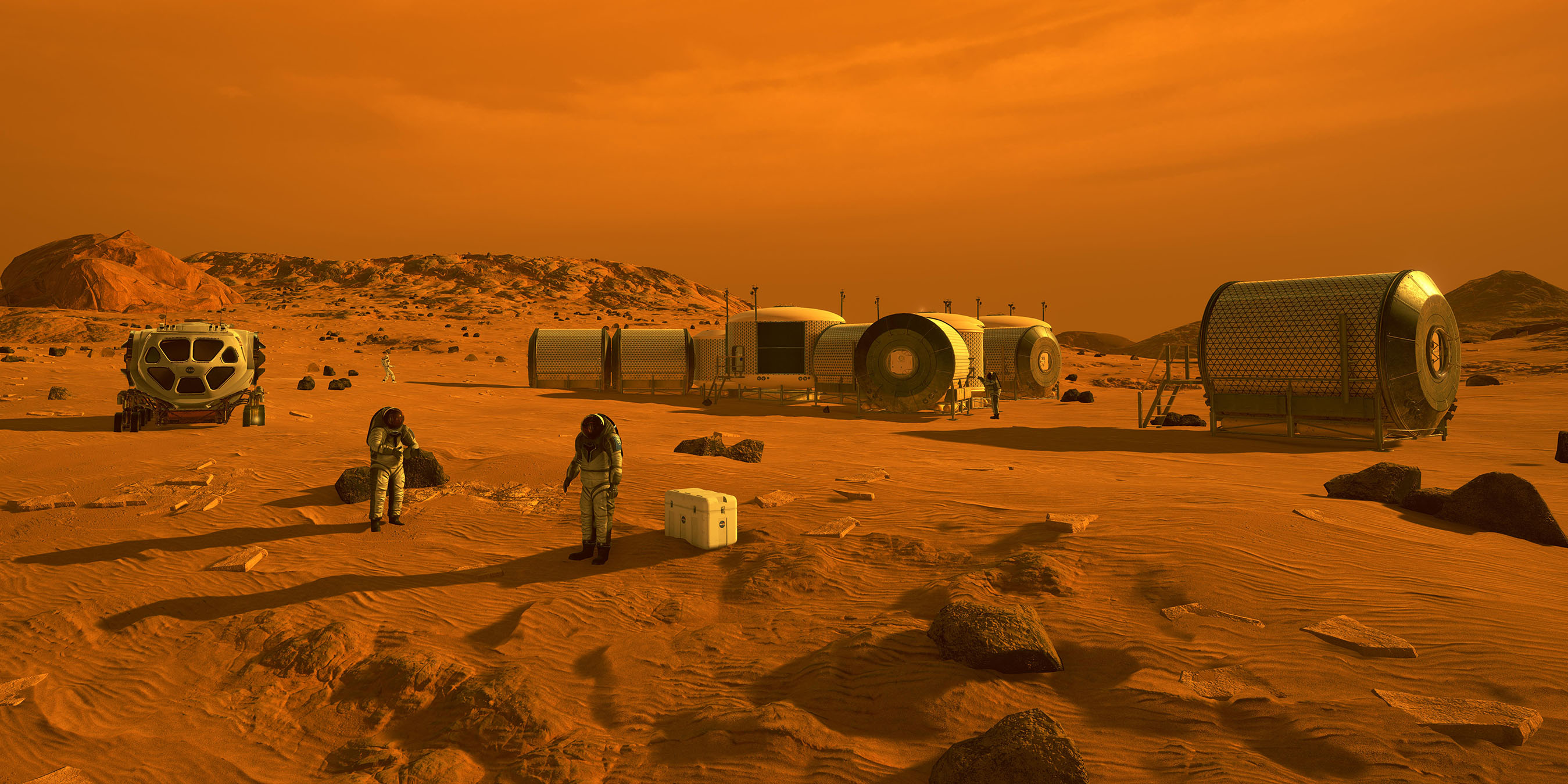 Featured image: This artist's concept depicts astronauts and human habitats on Mars. NASA's Mars 2020 rover will carry a number of technologies that could make Mars safer and easier to explore for humans. - Read full post: Are Space Stations Maybe a Bad Idea?