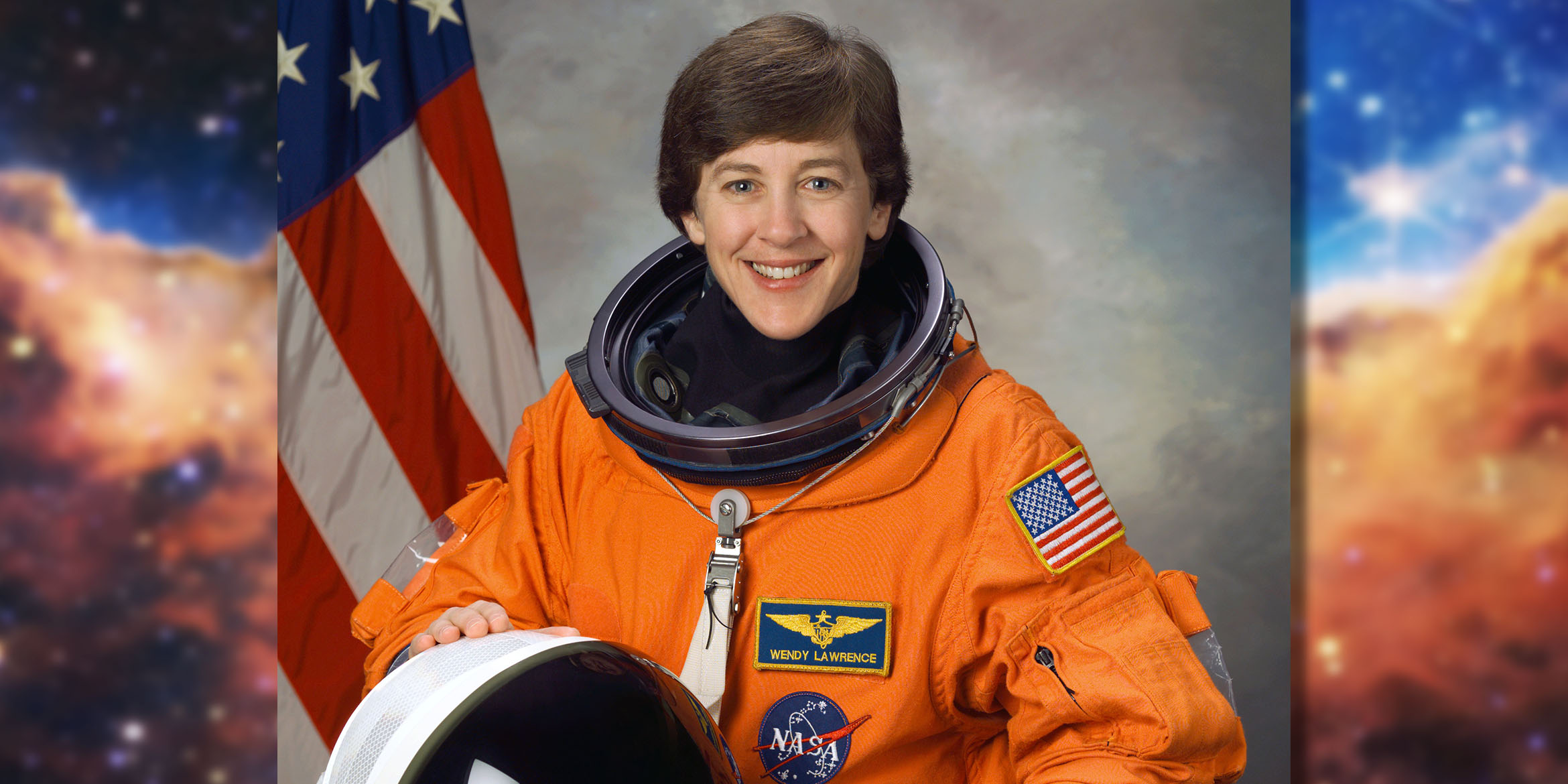 Featured image: A portrait of NASA astronaut Wendy Lawrence in her orange flight suit. - Read full post: Ad Astra with Astronaut Wendy Lawrence